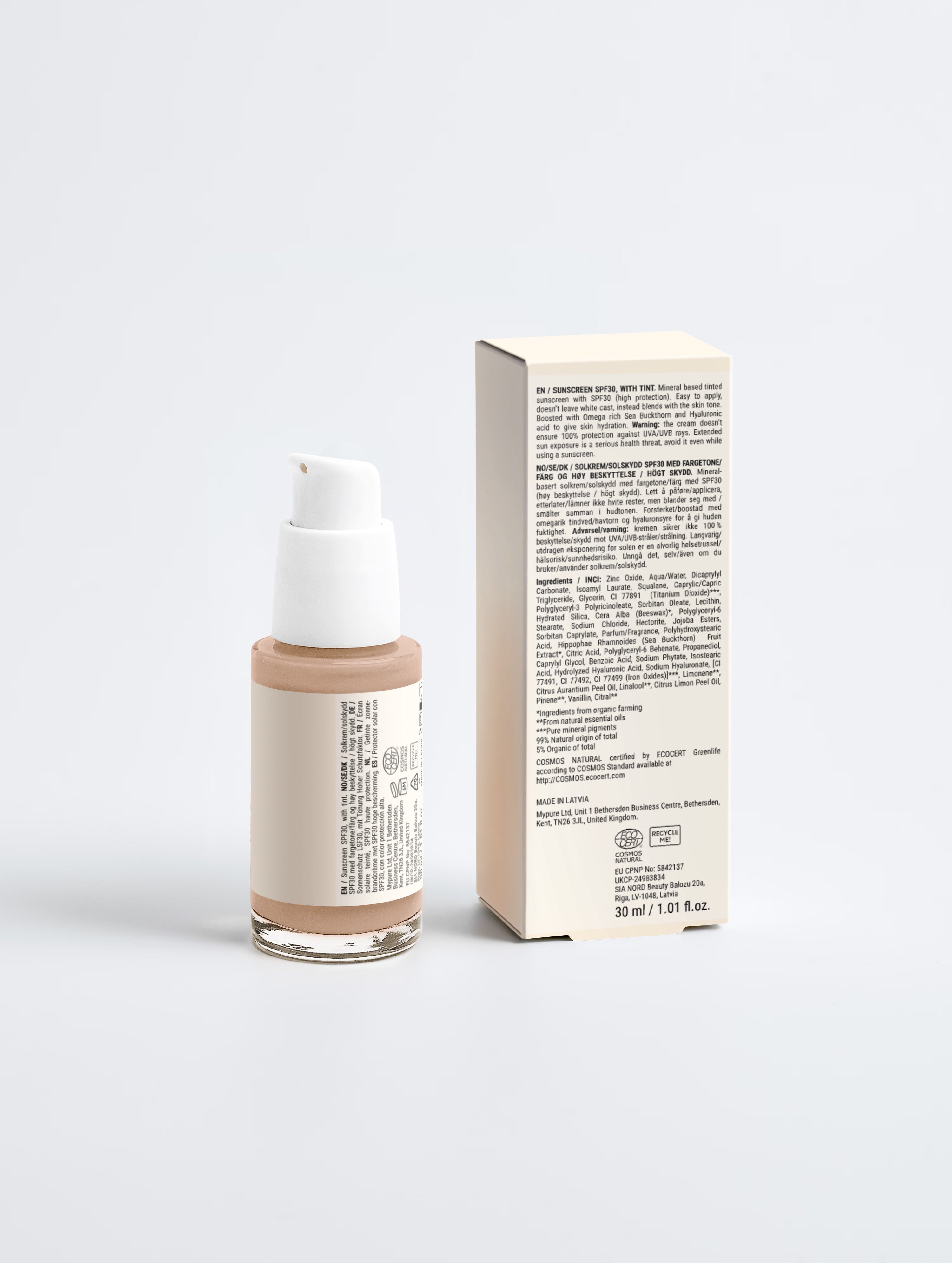 Sunscreen SPF30, with tint